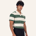 Stripped Polo Shirt Olive x White - angled