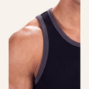 Contrast Curve Tank Black x Grey - shoulder binding detail