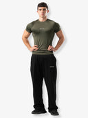 بنطال رياضي مخطط أساسي "أسود"