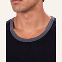 Contrast Curve Tank Black x Grey - neckline detail