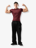 بنطال رياضي مخطط أساسي "أسود"