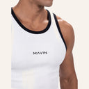 Contrast Curve Tank White x Black — rib detail
