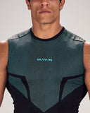 Stealth Compression Tank Black x Light Blue front detail