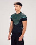 Stealth Compression Tee Black x Light Blue angled