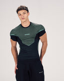 Stealth Compression Tee Black x Light Blue angled side