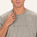 Classic Washed Tee Stone Beige - closeup collar