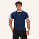 Contour Stripe Slim Tee Navy x White - front