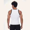 Contrast Curve Tank White x Black — back