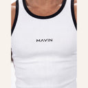 Contrast Curve Tank White x Black - Detail Rib Logo