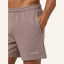 Essential Cotton Shorts Brown - pocket and logo detail
