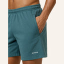 Essential Cotton Shorts Forest Green - pocket and logo detail