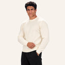 Essential Knit Sweater Off White - angled front
