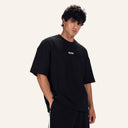 Essential Waffle Tee Black - angled front