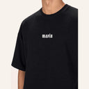 Essential Waffle Tee Black - waffle knit and logo detail