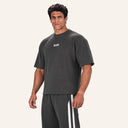 Essential Waffle Tee Dark Grey - angled front