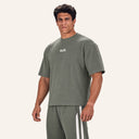 Essential Waffle Tee Olive - angled front