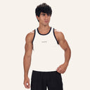 Contrast Curve Tank White x Black - Front Angled