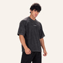 Flat Washed Tee Stone Black - angled front