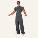 Lounge Ribbed Pants Grey - full length