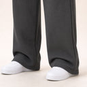 Lounge Ribbed Pants Grey - hem detail