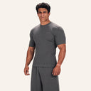 Lounge Ribbed Tee Grey - three quarter