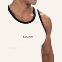 Contrast Curve Tank White x Black - Detail Rib Angled