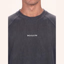 Lounge Oversized Tee Charcoal logo detail