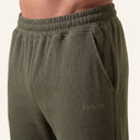 Lounge Ribbed Pants Olive - waist detail