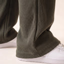 Lounge Ribbed Pants Olive - hem detail