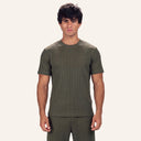 Lounge Ribbed Tee Olive - front
