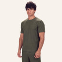 Lounge Ribbed Tee Olive - three quarter