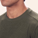 Lounge Ribbed Tee Olive - collar detail