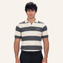 Stripped Polo Shirt Grey x White - front