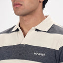 Stripped Polo Shirt Grey x White - collar detail