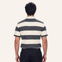 Stripped Polo Shirt Grey x White - back