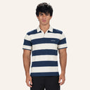 Stripped Polo Shirt Navy x White - front
