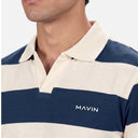 Stripped Polo Shirt Navy x White - collar detail