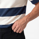 Stripped Polo Shirt Navy x White - fabric detail