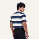 Stripped Polo Shirt Navy x White - back