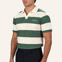 Stripped Polo Shirt Olive x White - chest detail