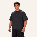 Ribbed Washed Tee Black - angled front