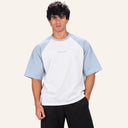 Rival Oversized Tee White x Light Blue - front