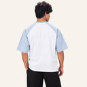 Rival Oversized Tee White x Light Blue - back