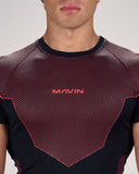 Stealth Compression Tee Black x Red front detail