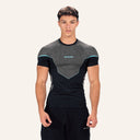 Stealth Compression Tee in Black x Light Blue - front view