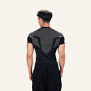 Stealth Compression Tee in Black x Light Blue - back view