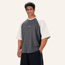 Rival Oversized Tee Charcoal x White - angled front