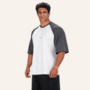 Rival Oversized Tee White x Grey - angled front
