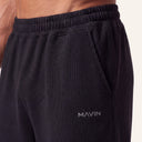 Lounge Ribbed Pants Black logo detail