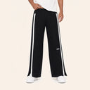 Waffle Stripe Sweatpants Black - front
